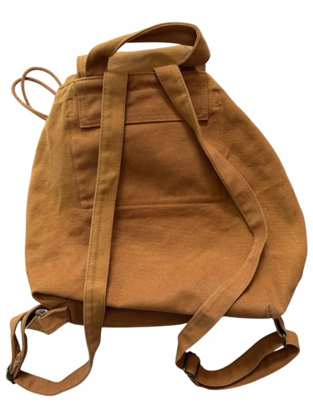 Vintage Baggu Mustard Brown Drawstring Canvas Rucksack Backpack - Picture 2 of 5